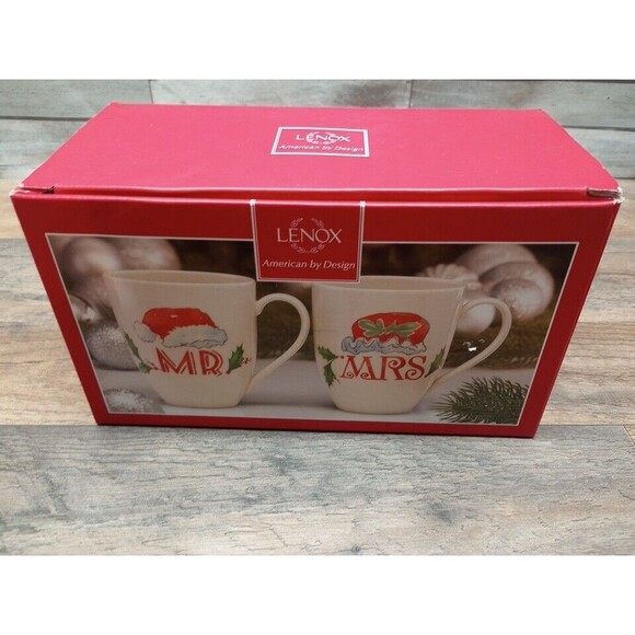 NEW Mr & Mrs Claus Coffee Mug Set Of 2 Lenox Home For The Holidays Christmas - Picture 6 of 8